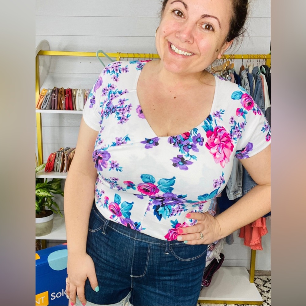 Floral Purple Bodysuit White Birch